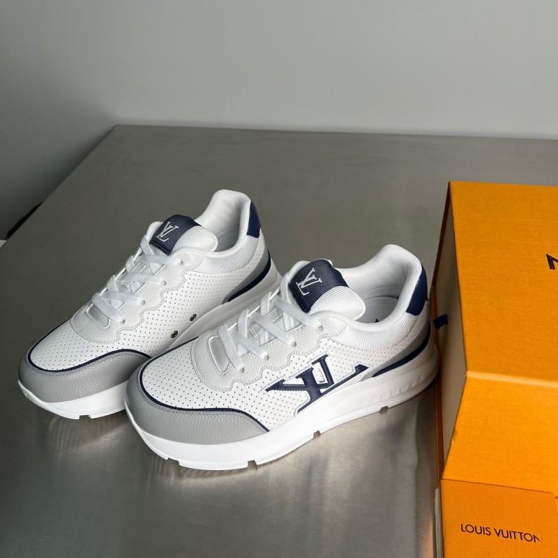 Lv Classic Leather Round Toe Lace-Up Low Top Casual Shoes - YC