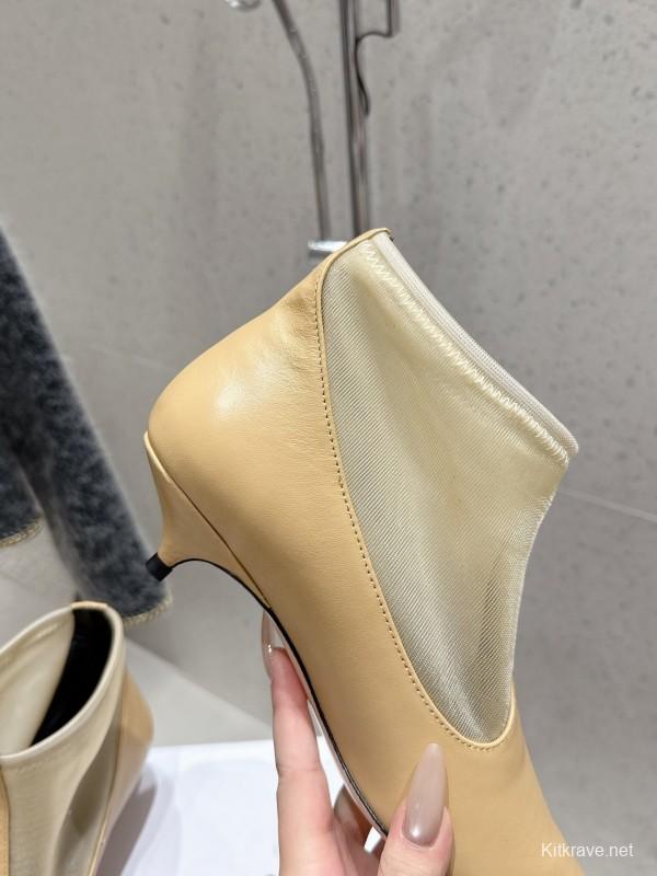 THEROW 2025SS French Retro Minimalist Mesh Kitten Heel Sandals - KFY00320