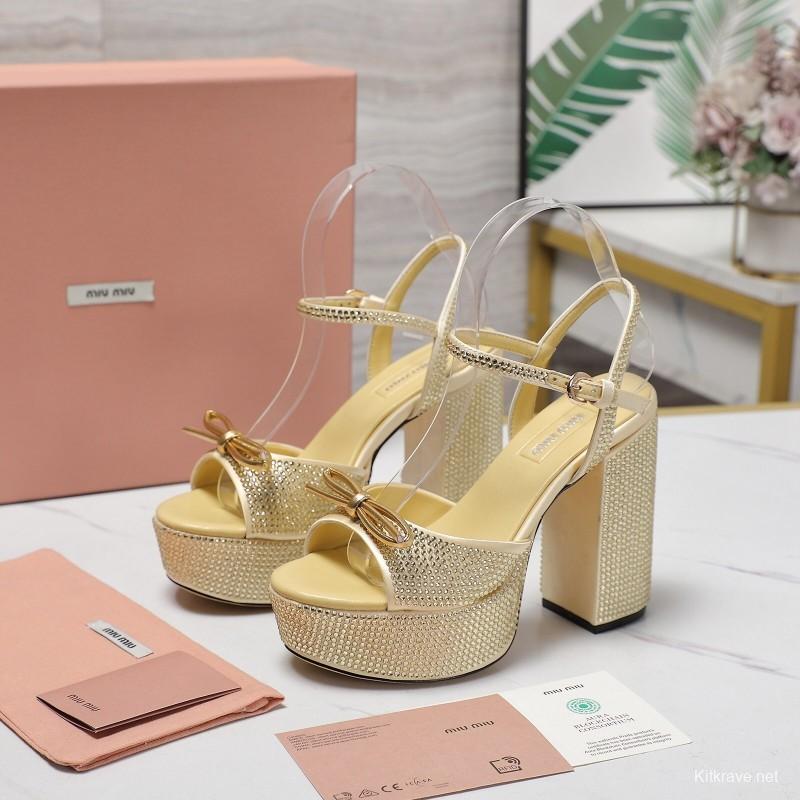 MIUMIU Bling Bling Swarovski Crystal Sandals with 11.5cm Heel - KFY00340