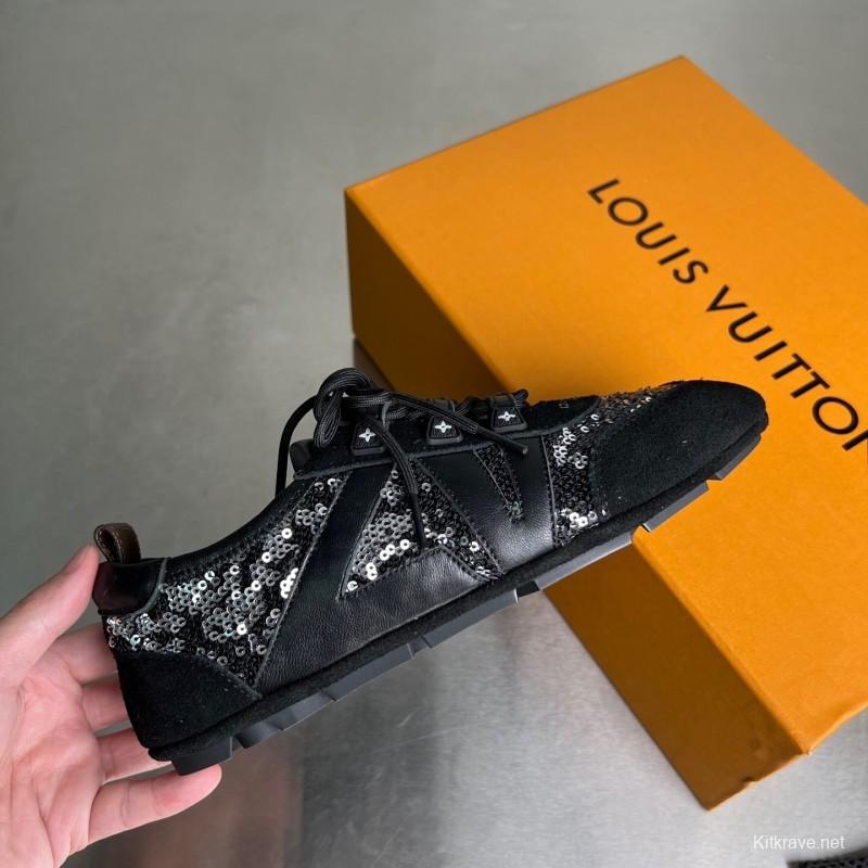 Lv Sneakerina 2025 SS Ballet Round Toe Lace-Up Low Top Lifestyle Casual Shoes - YC