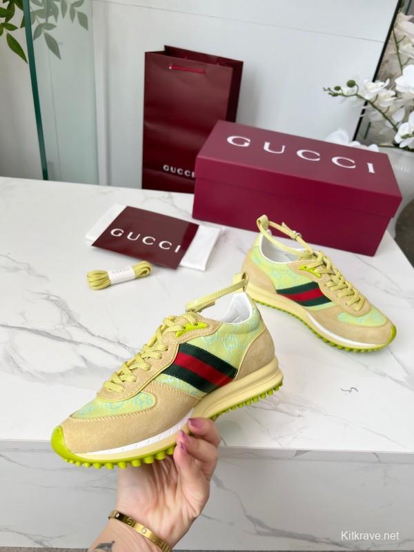 Gucci Women's Casual Shoes with GG Supreme Print and Metal Horsebit Detail - AS00330