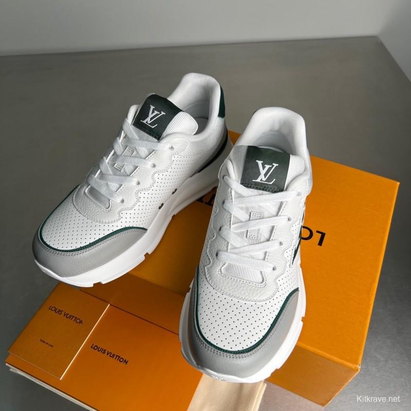 Lv Classic Leather Round Toe Lace-Up Low Top Casual Shoes - YC