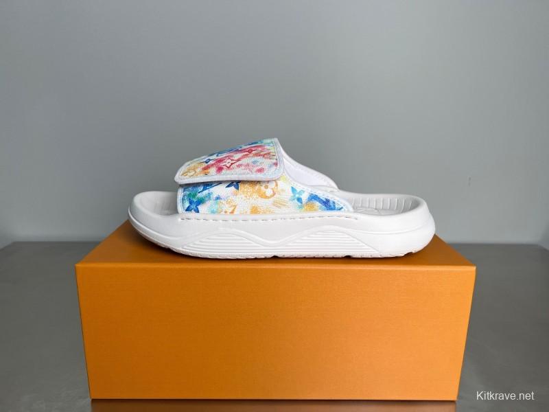 Louis Vuitton Miami Mule Slip-On Sandals with Velcro Strap - YC