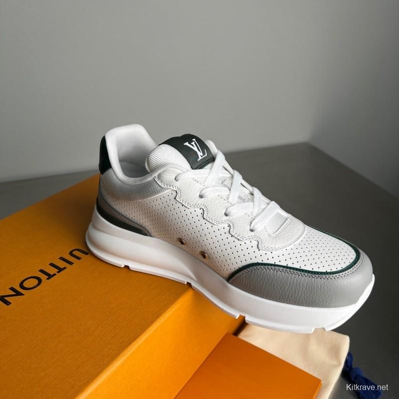 Lv Classic Leather Round Toe Lace-Up Low Top Casual Shoes - YC