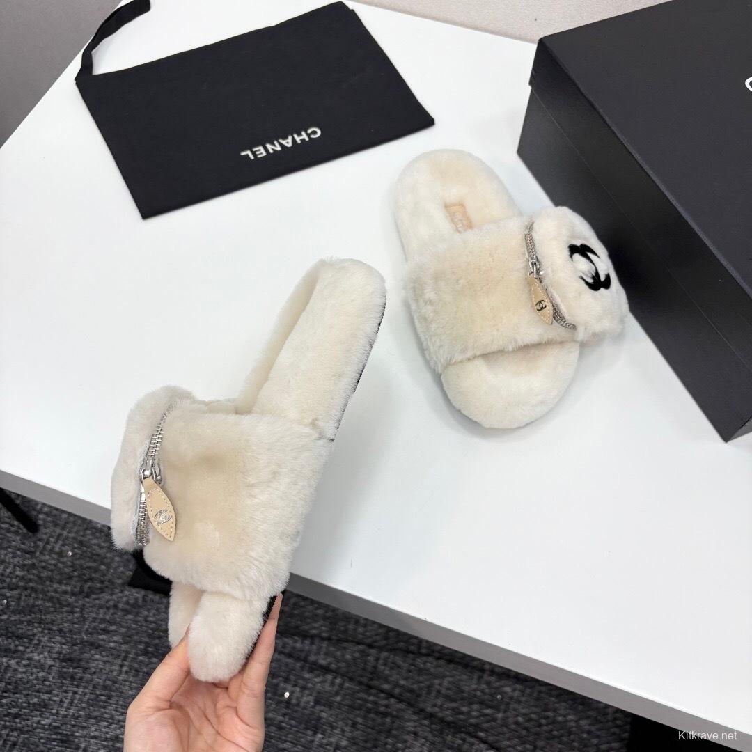 Chanel Spring/Summer 2025 Upgraded Fur Slippers with Rubber Sole - LY00270