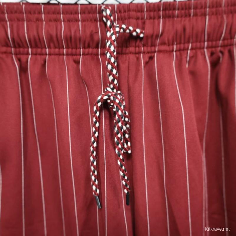 Player Version 25/26 Ajax Burgundy Red with White Side Stripes and Pinstripes Shorts