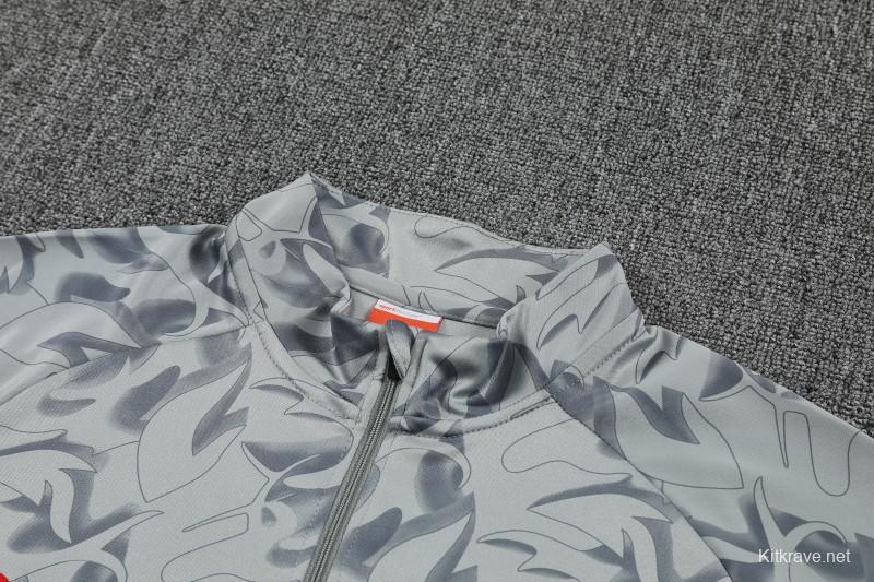 Player Version 25/26 AC Milan Grey with Camouflage Pattern Half Zipper Jacket Tracksuit +Long Pants