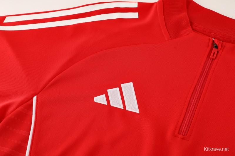 25/26  Adidas Red/White Full zipper Jacket Tracksuit+ long pants