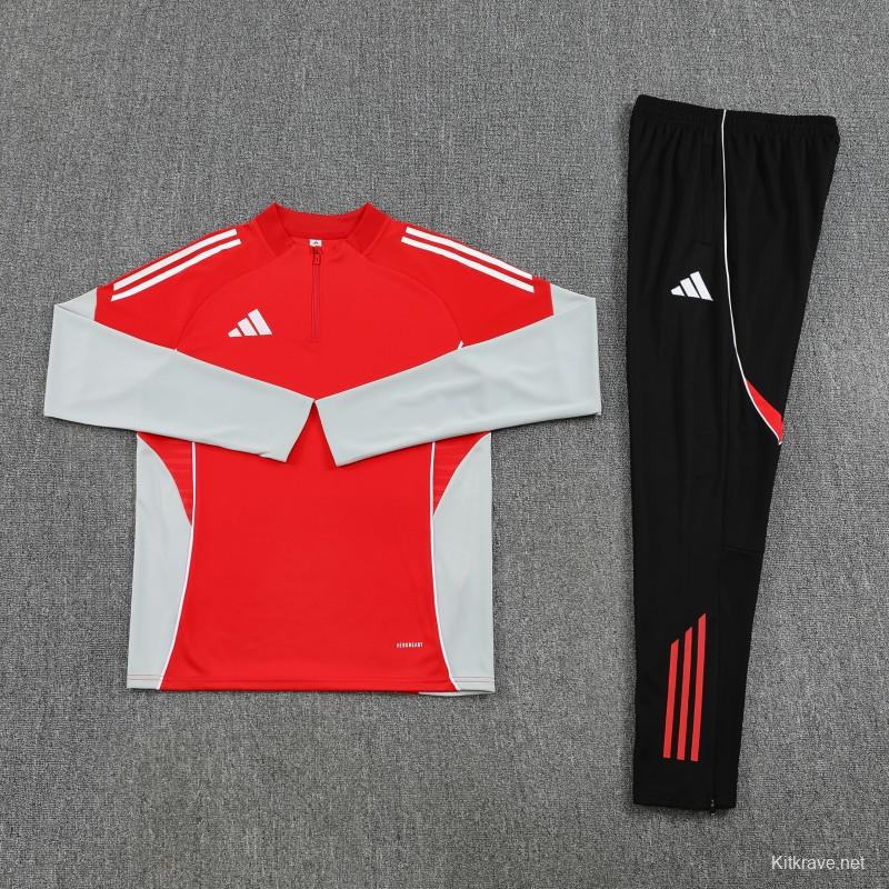 25/26  Adidas Red/White Full zipper Jacket Tracksuit+ long pants