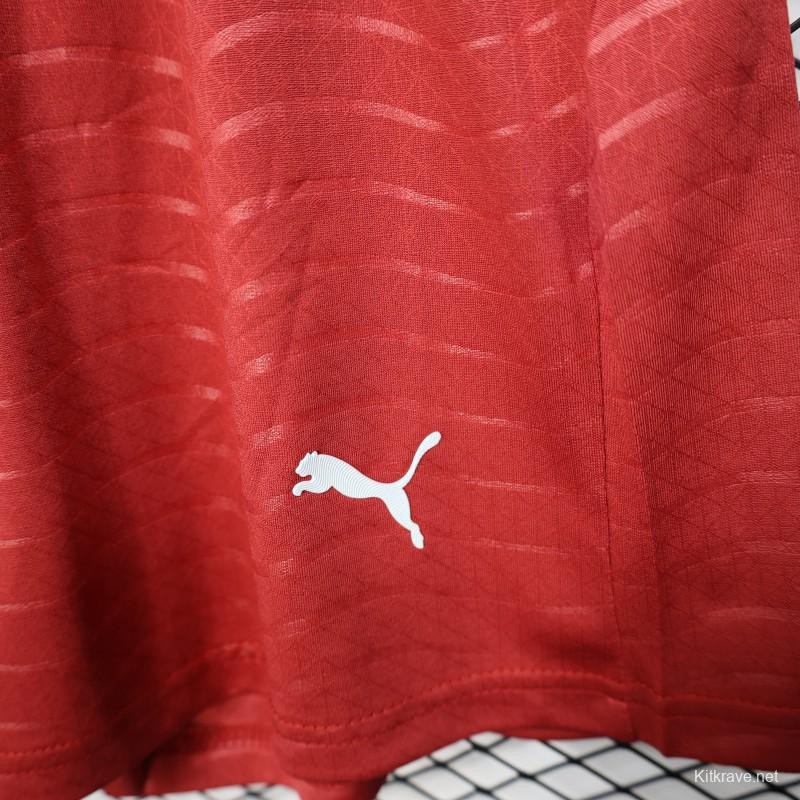 2026 Player Version Portugal Red with Wave Pattern Shorts