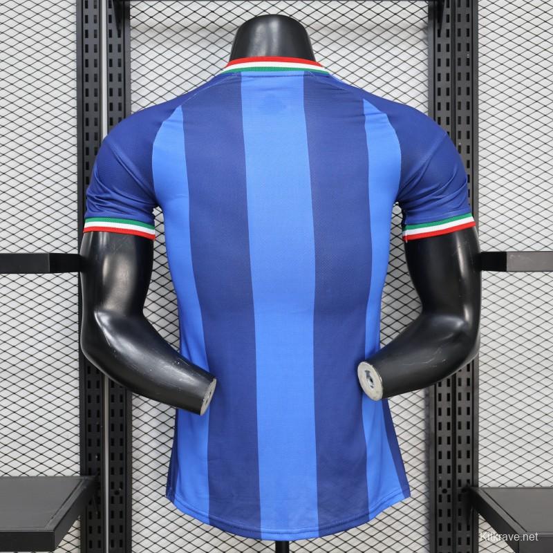 2026 Player Version Italy Blue with Tonal Vertical Stripes Jersey