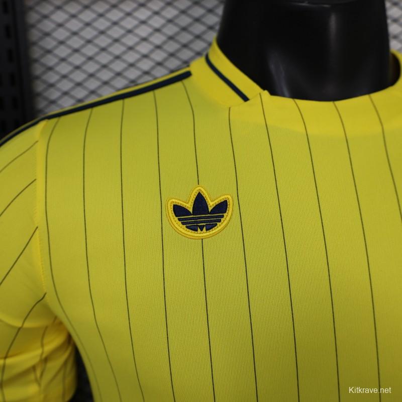 25/26 Player Version Al Nassr FC Yellow with Thin Black Pinstripes Jersey