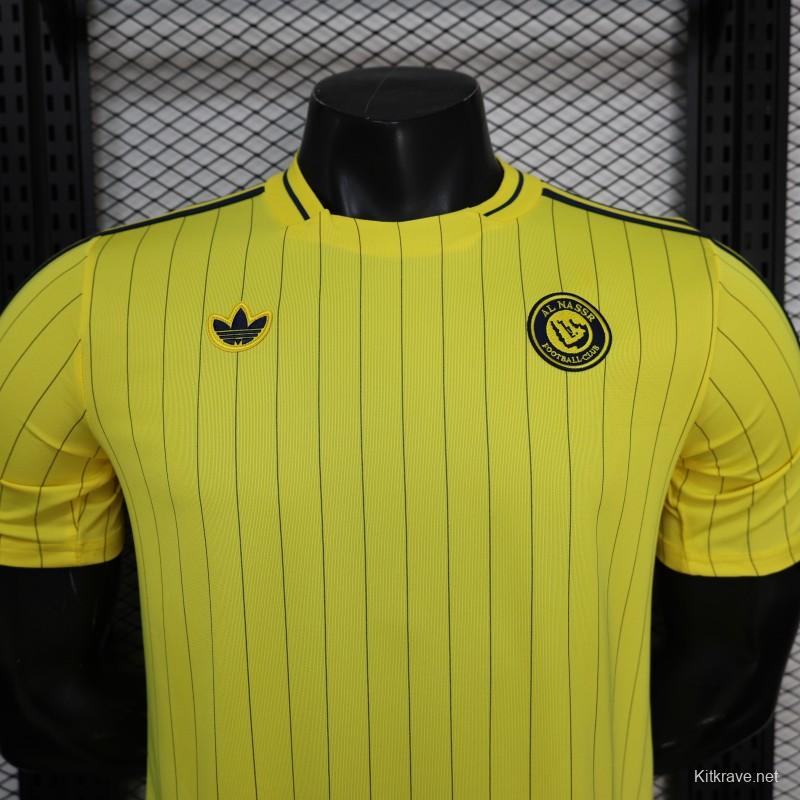 25/26 Player Version Al Nassr FC Yellow with Thin Black Pinstripes Jersey