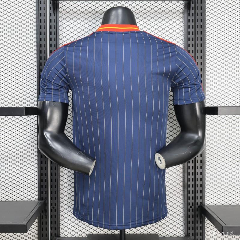 2026 Player Version Spain Navy Blue with Thin Yellow Pinstripes Jersey
