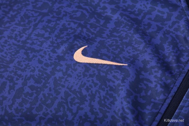 26/27 France Navy Blue Full Zipper Jacket Tracksuit + Long Pants