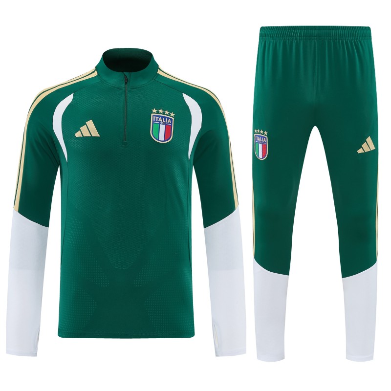 26/27 Italy Green Half Zipper Jacket Tracksuit + Long Pants