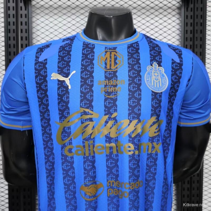 Player Version 26/27 Chivas Guadalajara Away Blue with Dark Stripe Pattern Jersey