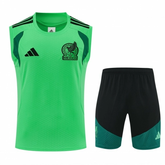 26/27  Mexico Green Sleeveless Training Vest + Black Shorts Set