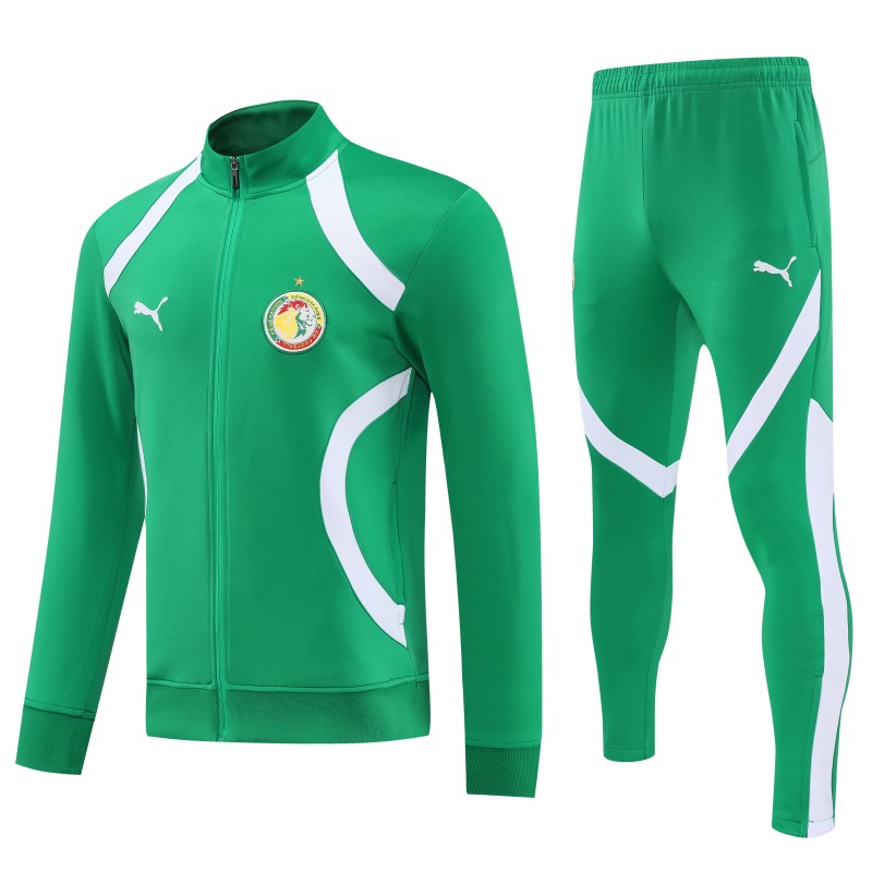 26/27 Senegal Green & White  Full Zipper Jacket Tracksuit + Long Pants