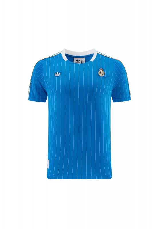 26/27 Real Madrid  Blue Pinstripe  Short Sleeve+Soccer Shorts