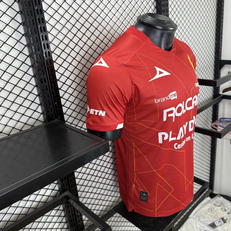 Player Version 25/26 Club Necaxa away Red with Gold Geometric Lightning Pattern Jersey
