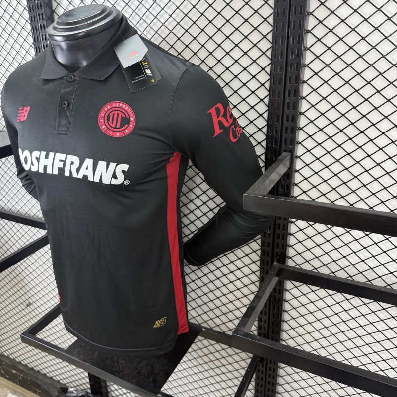 Player Version 25/26 Deportivo Toluca FC Black Goalkeeper Long Sleeve Jersey with Polo Collar