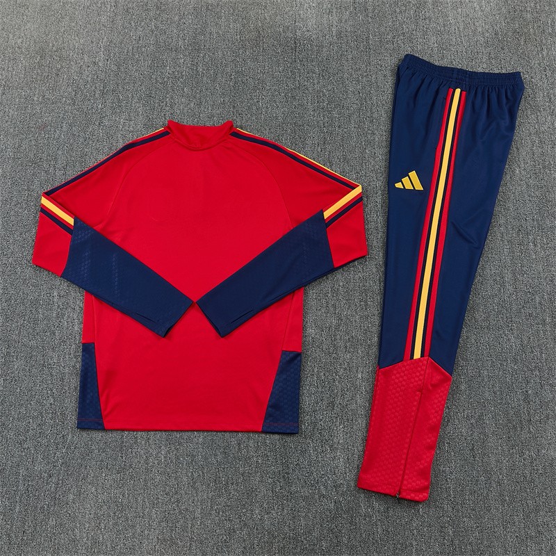 26/27 Spain Home Red Half Zipper Jacket Tracksuit + Long Pants