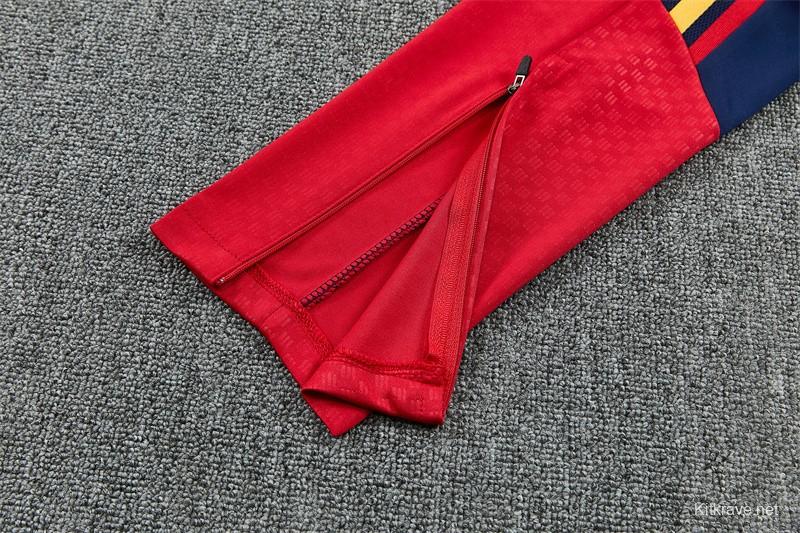 26/27 Spain Home Red Half Zipper Jacket Tracksuit + Long Pants