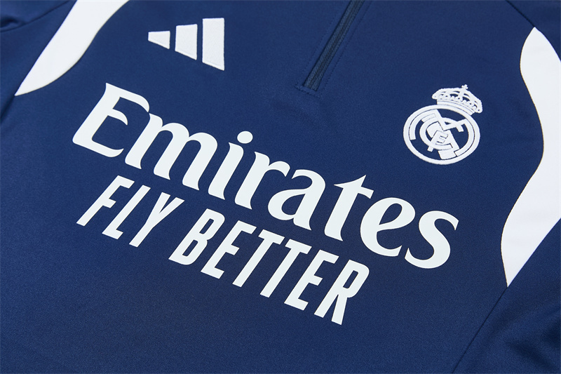 26/27 Real Madrid Away Navy Blue Half Zipper Jacket Tracksuit + Long Pants