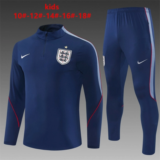 2026 Kids England Navy Blue  Half Zipper Jacket Tracksuit + Long Pants (Nike)