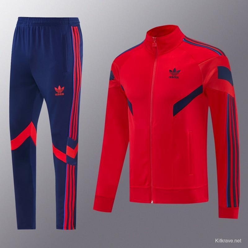 2026/27 Adidas Originals Red  Full Zipper Jacket Tracksuit + Navy Blue Long Pants