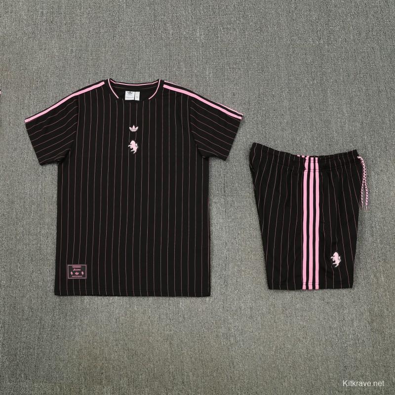 2026/27 Inter Miami CF Black Pinstripe Short Sleeve+Soccer Shorts