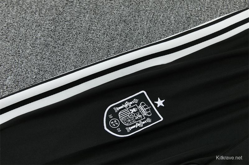 2026 Spain Black & White Half Zipper Jacket Tracksuit + Long Pants