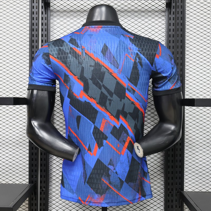 Player Version 2026 Croatia Third Special Edition Blue with Abstract Geometric Brushstroke Pattern Jersey