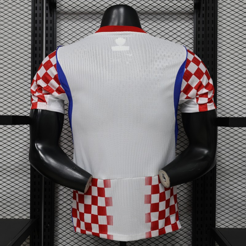 Player Version 2026 Croatia Home White & Red with Gradient Checkerboard Pattern Jersey