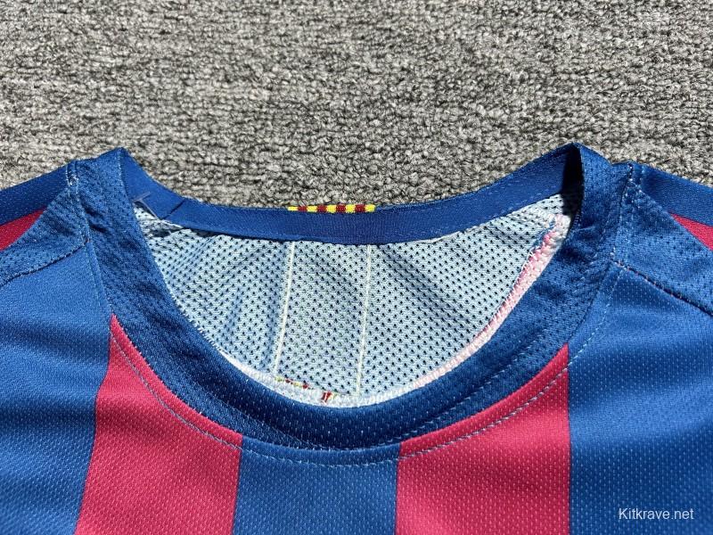 Retro Kids 05/06 Barcelona Home Long Sleeve UCL Jersey