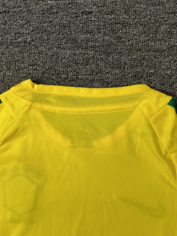 Retro Kids 2002 Brazil Home Long Sleeve Jersey
