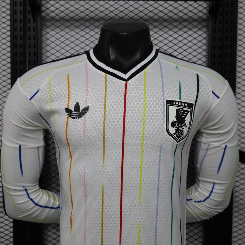 Player Version 2026 Japan Special Edition White with Rainbow  Pinstripe Long Sleeve Jersey