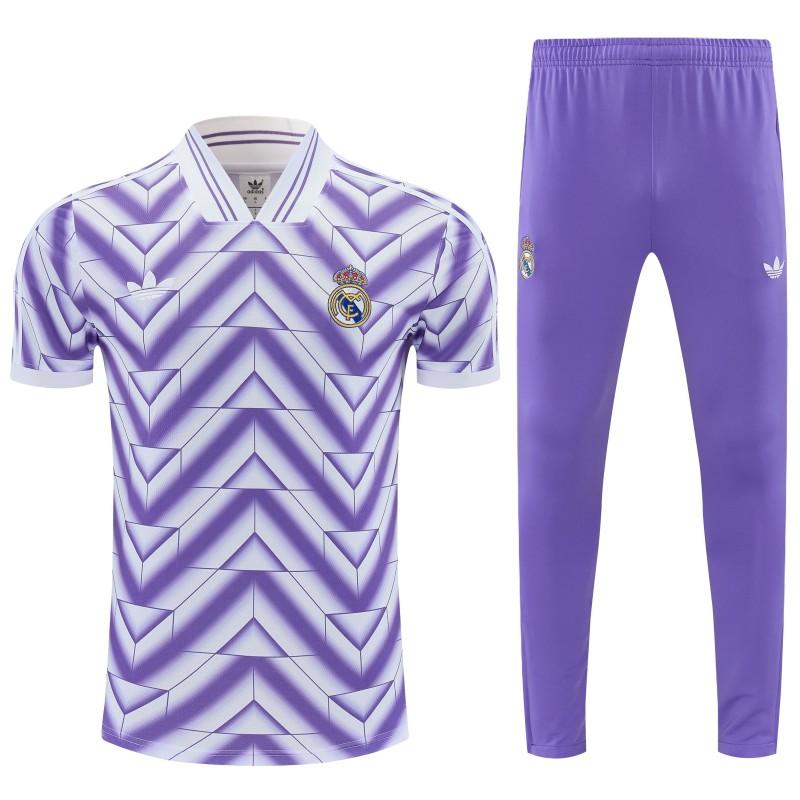 26/27 Real Madrid Purple Short Sleeve Tracksuit + Long Pants
