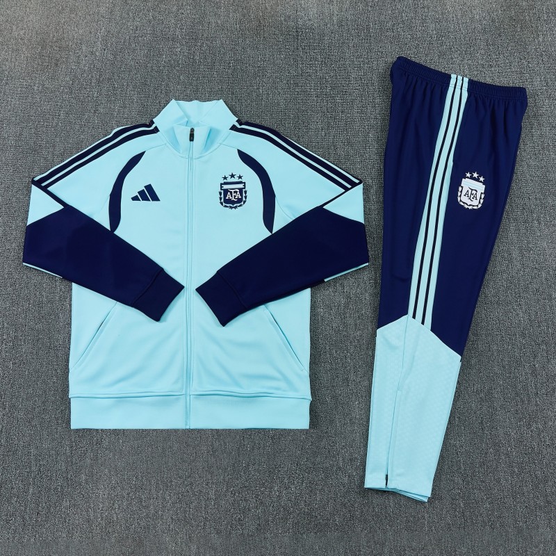 2026 Argentina Sky Blue & Navy Blue Full Zipper Jacket Tracksuit + Long Pants (Home)