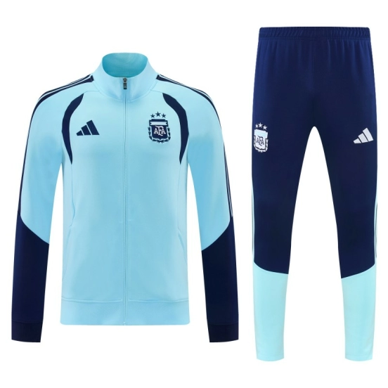 2026 Argentina Sky Blue & Navy Blue Full Zipper Jacket Tracksuit + Long Pants (Home)