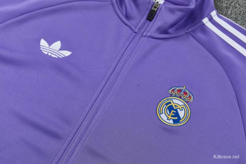 26/27 Real Madrid  Purple Full Zipper Jacket Tracksuit + Long Pants