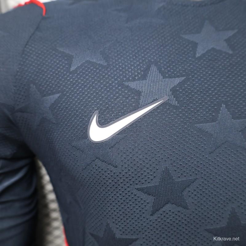 Player Version 2026 USA Navy Blue with Tonal Star  Long Sleeve Away Jersey