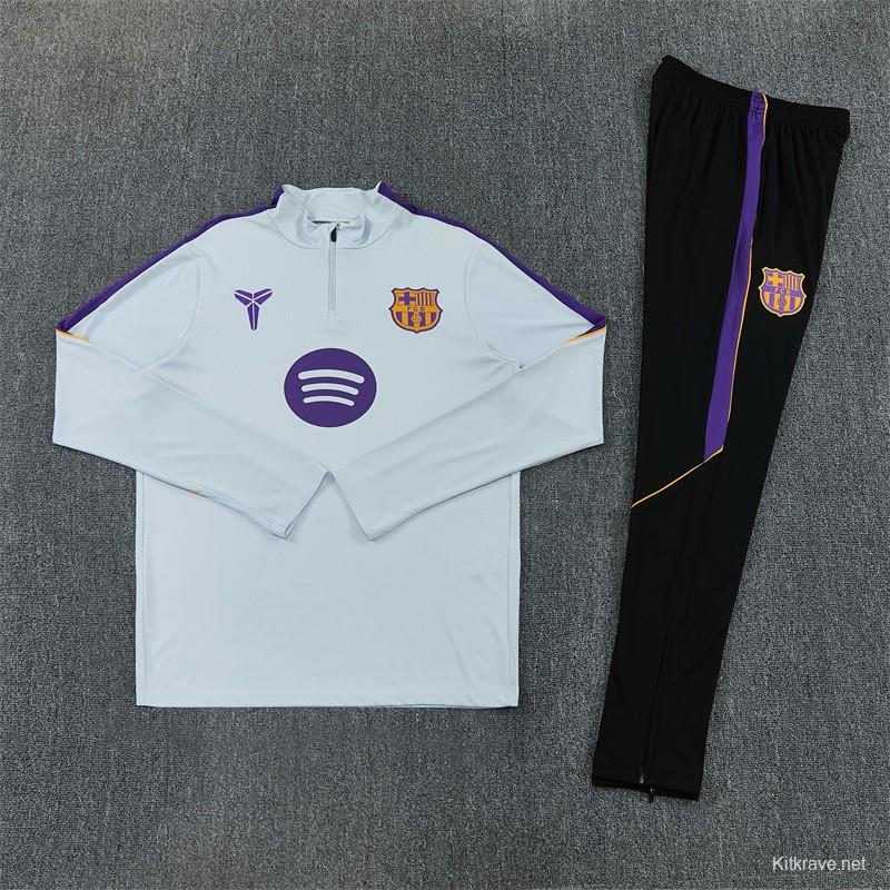 Player Version 26/27  Barcelona Light GreyHalf Zipper Jacket+Long Pants