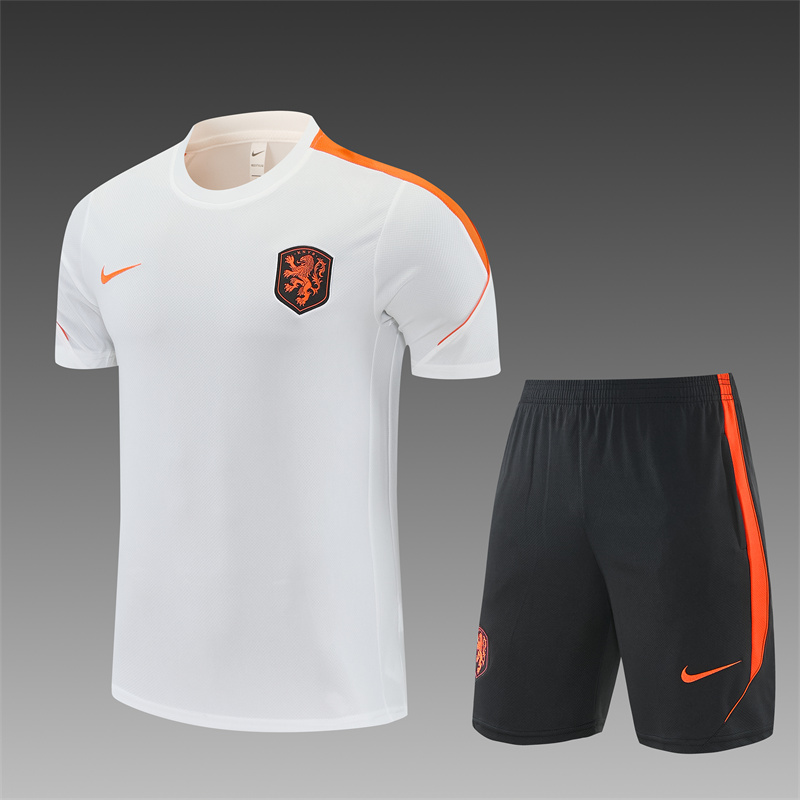 26/27  Netherlands Home White Short Sleeve + Soccer Shorts