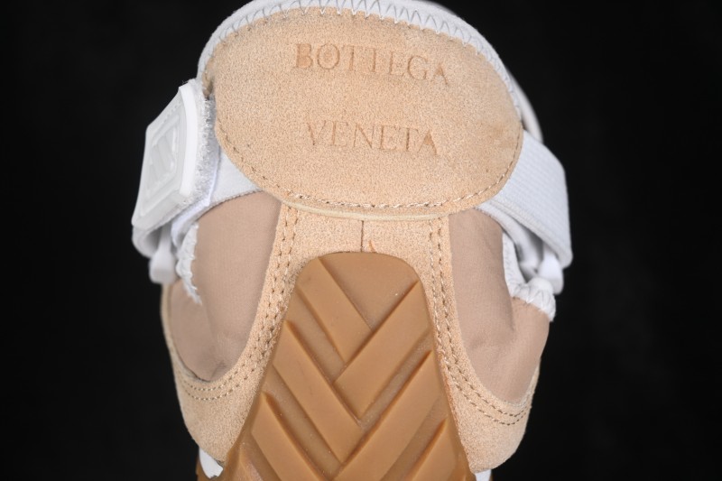 Bottega Veneta Orbit Flash Suede Round-Toe Mary Jane Flat Shoes with Hook-and-Loop Strap in Straw Yellow and Mist Grey - AJE5