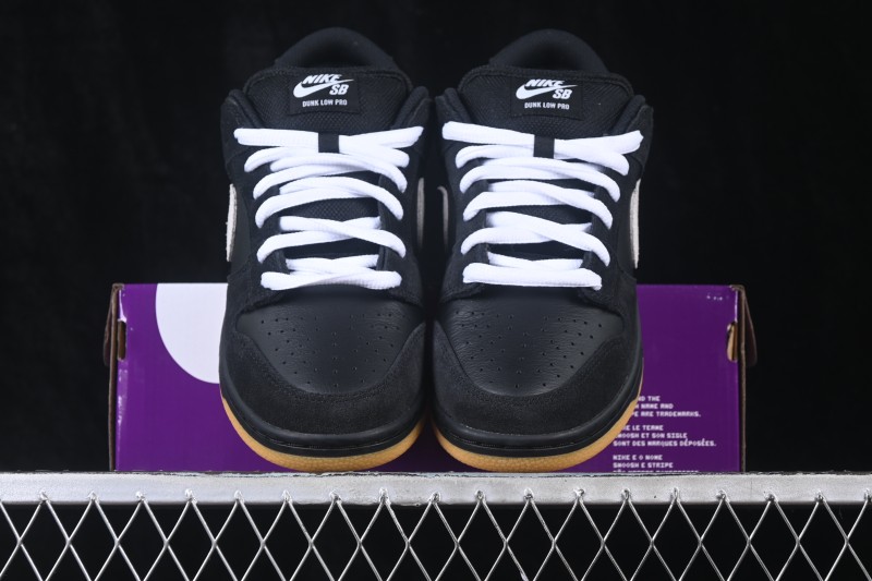 Nike SB Dunk Low Black Gum Light Brown Leather Skate Shoes - HF3704-003