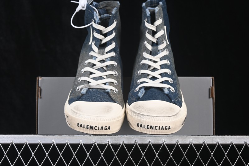 Balenciaga Paris Low Distressed High-Top Lace-Up Fashion Sneakers - W3RCL4090