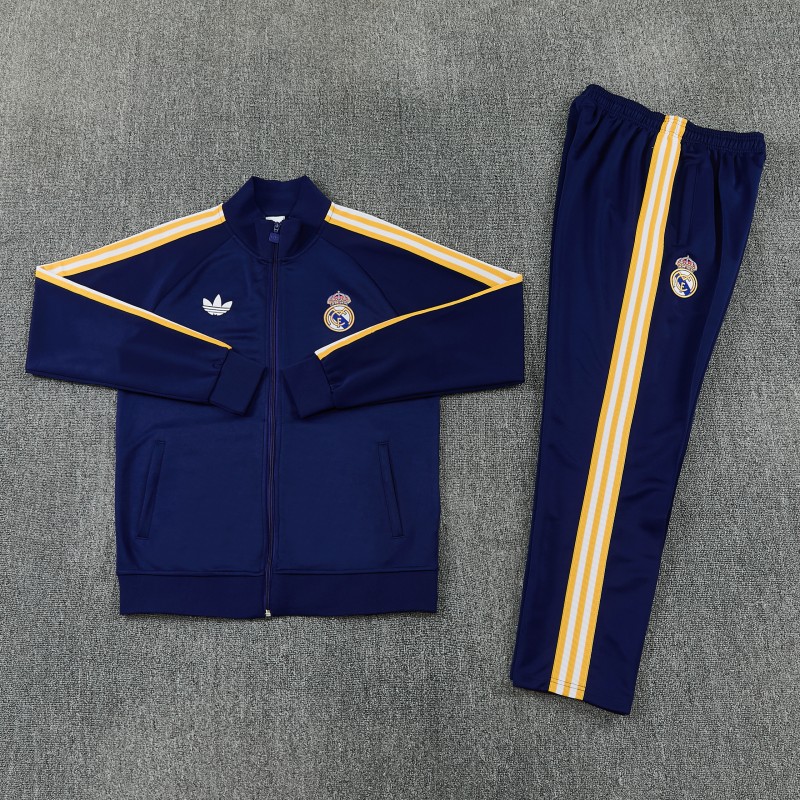 26/27 Real Madrid Navy Full Zipper Jacket Tracksuit + Long Pants
