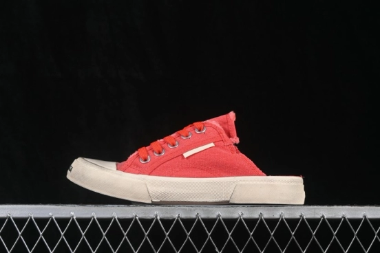 Balenciaga Paris Low Top Lace-Up Half-Slip Distressed Sneakers - W3RC16092